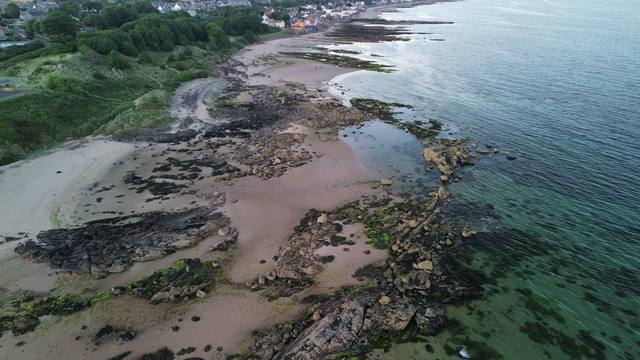 Aerial view of the Fife coastline in Scotland